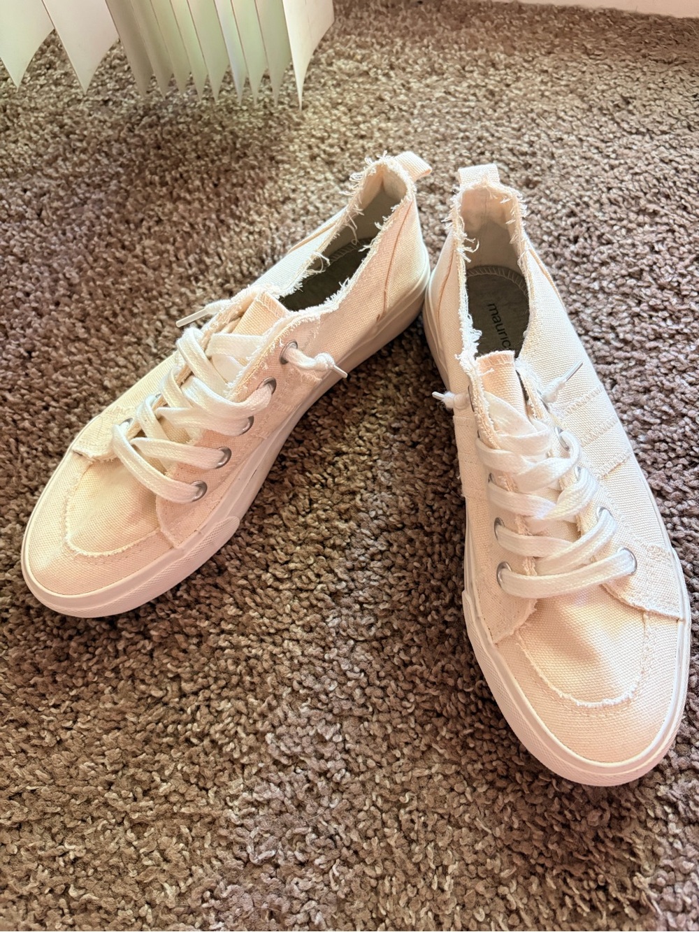 Maurices Women's Frayed Canvas Sneakers - White